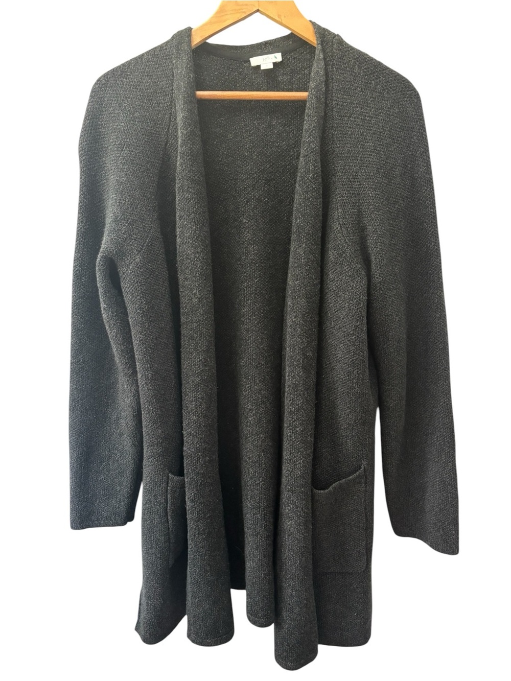 J. Jill‎ Knit Cardigan Chunky Dar Grey Longline Open Sweater Size Xlarge